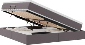 vidaXL Pat cu saltea și spațiu de depozitare Gri 160 x 200 cm