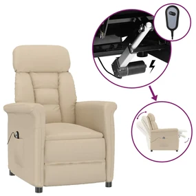 3073589 vidaXL Fotoliu rabatabil electric, crem, piele întoarsă ecologică