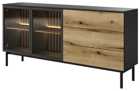 Comodă Lenge II (negru + stejar coast evoke). 1097467