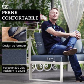Outsunny Set Mobilier de Grădină din 4 Piese cu 2 Canapele, Fotoliu Reglabil și Măsuță de Cafea, 121x61x62 cm, Gri | Aosom Romania