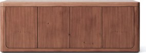 Bufet living din lemn de pin reciclat, maro, cu 4 uși și colțuri rotunjite, 82 x 210 x 45 cm, „Dieppe”