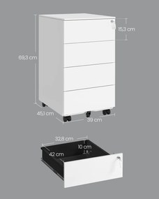 Fiset dulap birou Alb Songmics 39x45x69.4 cm