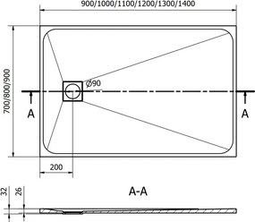 Mexen Bert cadă de duș dreptunghiulară SMC 120 x 90 cm, gri - 4K619012