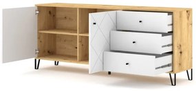 Comodă SULA, stejar artisan/alb