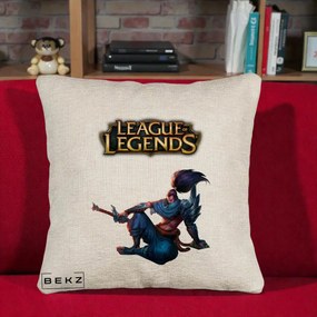Perna Personalizata League of Legends Yasuo, 40x40 cm, Bej Canapea, Husa Detasabila, Perna Inclusa, BEKZ®