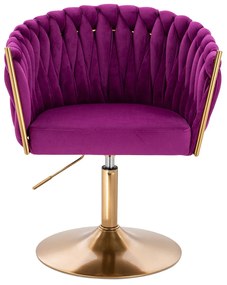 HR750N Scaun Fucsia din Catifea cu Bază Aurie