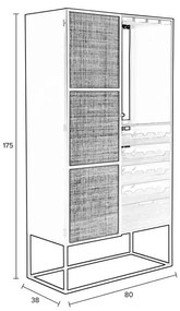Dulap vinotecă din ratan negru pentru 16 sticle, 80x175 cm Guuji - White Label