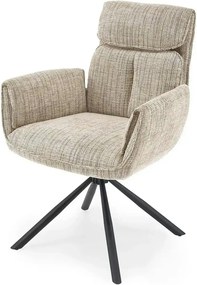 Scaun rotativ K596, bej/negru, stofa clasica/metal, 66x66x93 cm