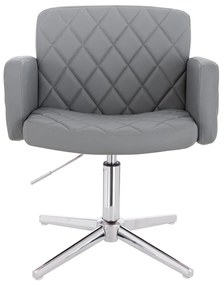 HR802CROSS Scaun Gri din Piele Ecologica cu Bază Cromata