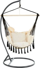 Scaun suspendat bej HANGO cu suport negru