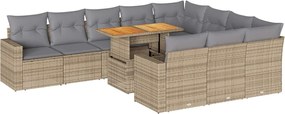 vidaXL Set canapele de grădină cu perne, 11 piese, bej, poliratan