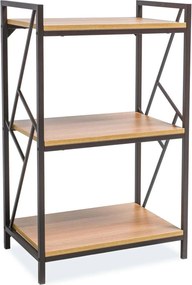 Etajera TABLO R3, stejar/maro inchis, PAL laminat/metal, 60x40x99 cm