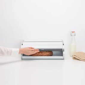 Cutie pentru paine Brabantia Roll Top 1003250, 16 L, 44.5x26 cm, Constructie usoars si robusta, Alb/Inox