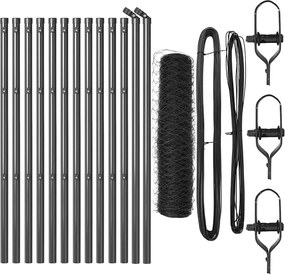 vidaXL Stâlp de gard. Gri 25 x 0,8 m (mesh de 50 mm) Oțel și PVC