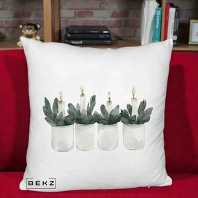 Perna Decorativa Lumanari Advent in Borcane, 40x40 cm, Alb Pufos, Husa Detasabila, Perna Inclusa, BEKZ®