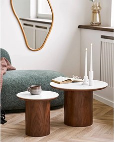 Măsuță auxiliară rotundă cu blat ceramic ø 40 cm Noli – House Nordic