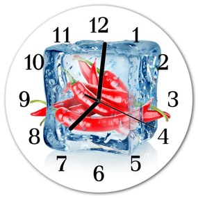Ceas de perete din sticla rotund Ice Chili Ice Chili Red