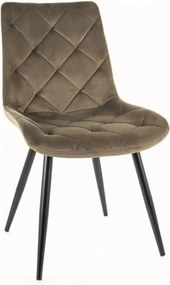 Scaun RALPH, verde olive/negru, stofa catifelata/metal, 51x42x88 cm