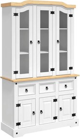 vidaXL Dulap înalt Corona, alb, 112x43x196 cm, lemn masiv pin mexican