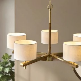 Endon 116994 - Candelabru HEATHCLIFF cu lanț, 5xE14/7W/230V, alamă/frasin