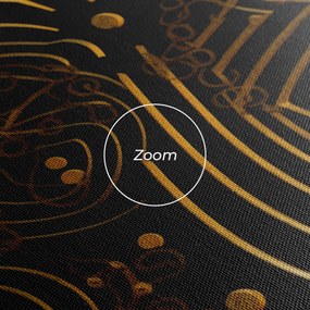 Tablou Canvas, 40x80cm, Dormitor si Living, Abstracte, Abstract cu linii, Gold Circle With Lines (2)