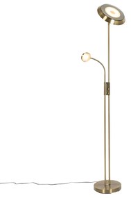 Lampă de podea bronz inclusiv LED și dimmer cu lampă de citit - Fez