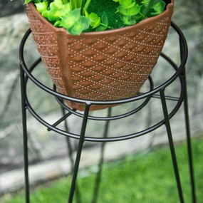 Outsunny Set 3 Suporturi pentru Plante, înălțime 23,5/30/42cm Suporturi pentru Ghivece din Metal, Suporturi pentru Plante pentru Interior și Exterior, Negru | Aosom Romania