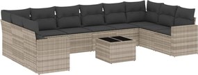 vidaXL Set canapele de grădină cu perne, 11 piese, gri, poliratan