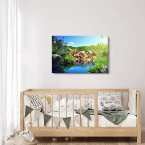 Tablou cu lac în jungla din Seychelles (90x60 cm)
