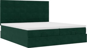 vidaXL Cadru de pat otoman cu saltele, catifea verde închis 180x200cm
