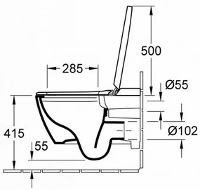 Set vas WC suspendat, Villeroy &amp; Boch, ViClean-I100, DirectFlush, vas cu functie de bideu, negru, V0E100S0