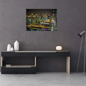 Tablou pe sticlă cu oraș nocturn (70x50 cm)