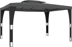 vidaXL Foișor cu acoperiș dublu, antracit, 3,98x2,98 m, oțel