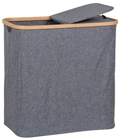 Coș de rufe Noto, bambus, textil, gri închis, 54x33x54 cm
