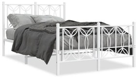 376192 vidaXL Cadru de pat metalic cu tăblie, alb, 120x190 cm