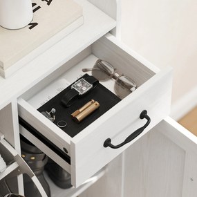 HOMCOM Pantofar îngust cu 2 sertare basculante și polițe reglabile pentru 12 perechi, pentru spații reduse, 106,7x26x116 cm, Alb | Aosom Romania