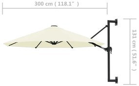 Umbrela soare, montaj pe perete, stalp metalic, 300 cm, nisipiu Nisip