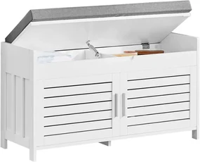 BAA21 - Banca 90 cm pentru Hol, pantofi, depozitare - Alba