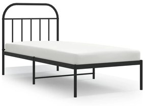 353628 vidaXL Cadru pat metalic cu tăblie, negru, 90x200 cm
