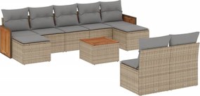 vidaXL Set canapele de grădină cu perne, 10 piese, bej, poliratan