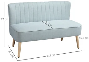 HOMCOM Canapea cu 2 Locuri din Material Textil fără Brațe, Canapea  cu Picioare din Lemn, 117x56,5x77 cm, Verde | Aosom Romania