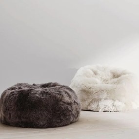 Pouf rotund din 100% blană naturală de oaie din Noua Zeelandă, cu fir lung, D74 × 73 cm, „Candy M”