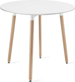 OFERTA Masă de dining rotundă albă KAMI 80x80 cm Calitatea II