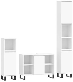3190307 vidaXL Set mobilier de baie, 3 piese, alb, lemn compozit