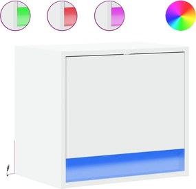 vidaXL Noptieră montată pe perete cu lumini LED, alb
