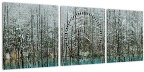 Tablou - Pescărie turcoaz, Biei, Japonia (cu ceas) (90x30 cm)