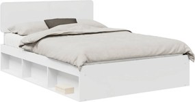 vidaXL Cadru de pat cu headboard Alb 150 x 200 cm Lemn de pin masiv