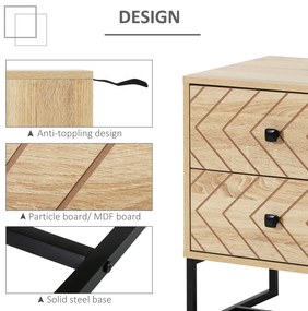 HomCom noptiera stil industrial, 2 sertare, 48x39,5x60cm | Aosom Romania