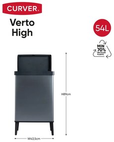 Coș de gunoi albastru cu senzori de atingere din plastic reciclat 54 l Verto High – Curver