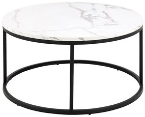 Măsuță de cafea albă rotundă cu blat cu aspect de marmură ø 80 cm Spiro – Actona